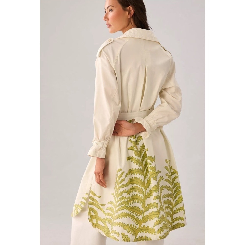 ANTHROPOLOGIE Tropical Printed Oversized Trench Coat Spring Unique SZ-XS
